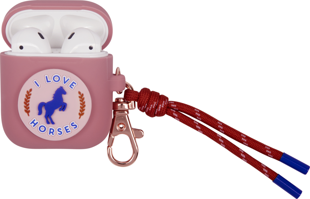 rosa AirPods Hülle College I LOVE HORSES
