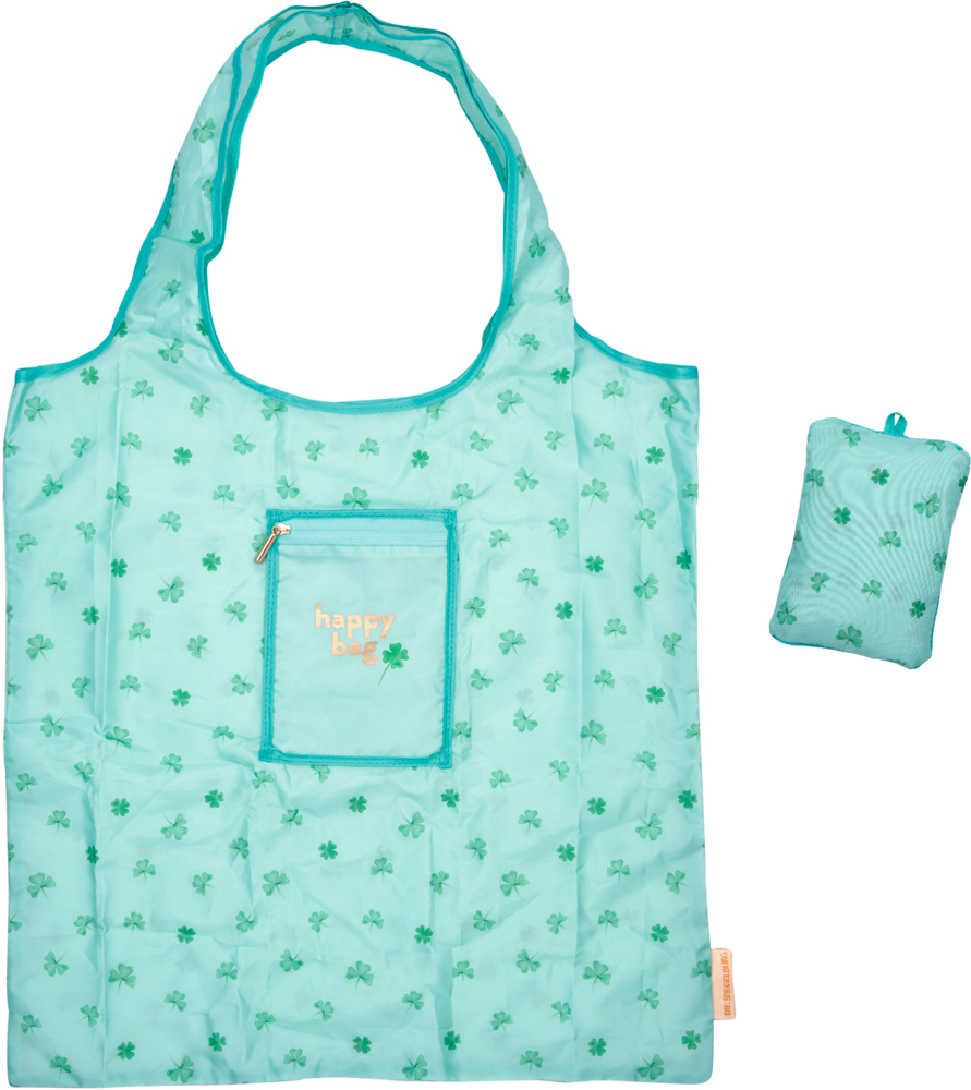 Faltshopper Kleeblatt allover "happy bag" - Viel Glück