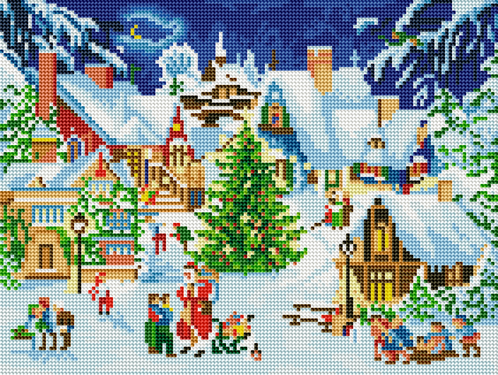 Zauberhaftes Winterdorf, Diamond-Painting-Adventskalender
