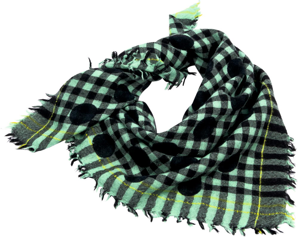 Bandana gepunktet/kariert grün aus Wolle - Lieblingsstücke (ca. 70x70 cm)