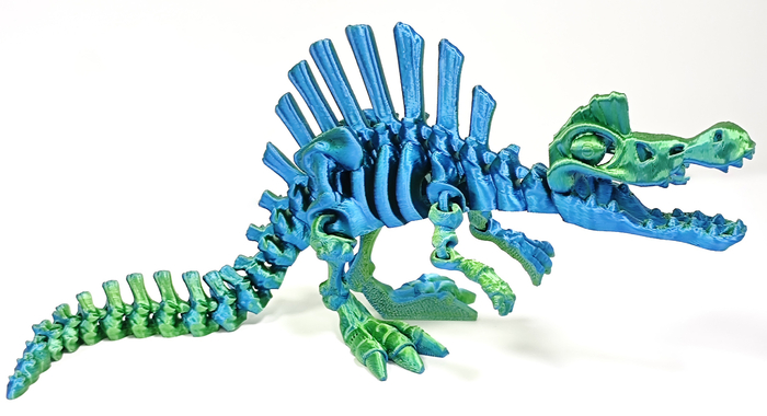 blau/grün, Kristalltier Spinosaurus Skelett - T-Rex World