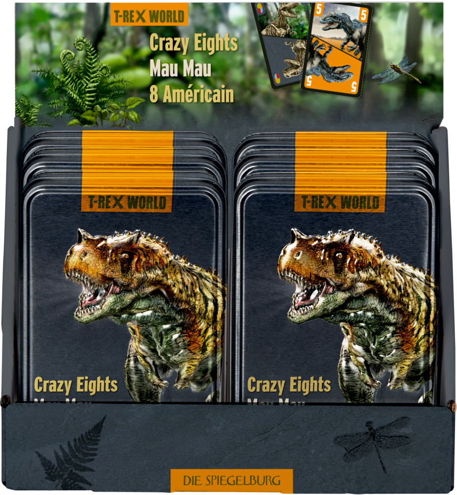 NEU Spiel Mau Mau Kartenspiel T Rex World Dinos Spiegelburg 