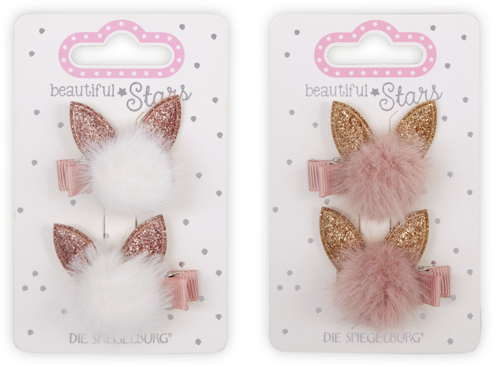 Haarclip Pompom Katze - beautiful Stars