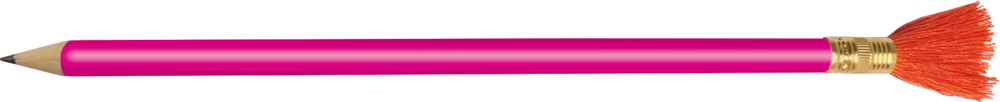 Bleistift mit Quaste - All about pink Ein pinkfarbener Bleistift mit einer orangefarbenen Quaste anstelle eines Radiergummis.