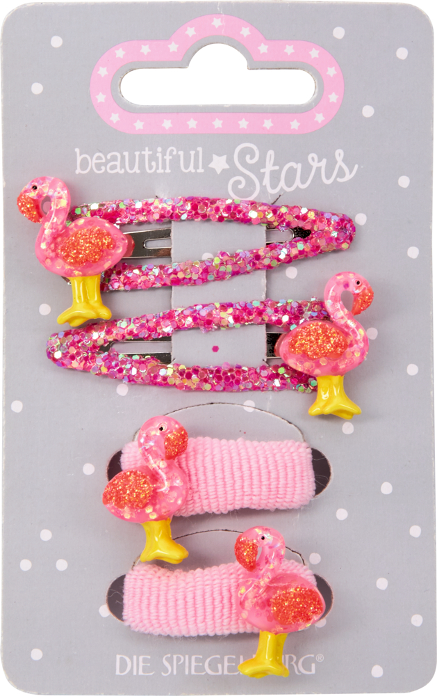 Flamingo, Haarclips & Haargummis - beautiful Stars