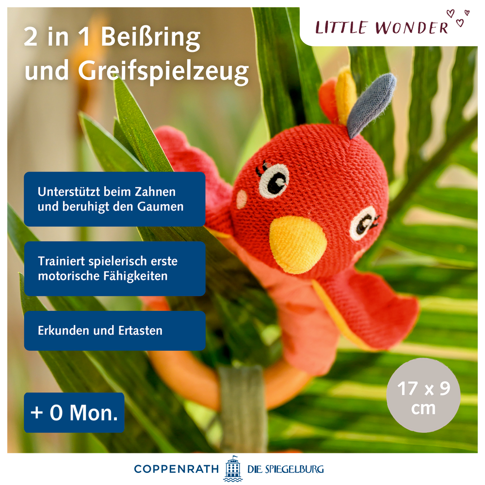 Roter Plüsch-Vogel-Beißring.
