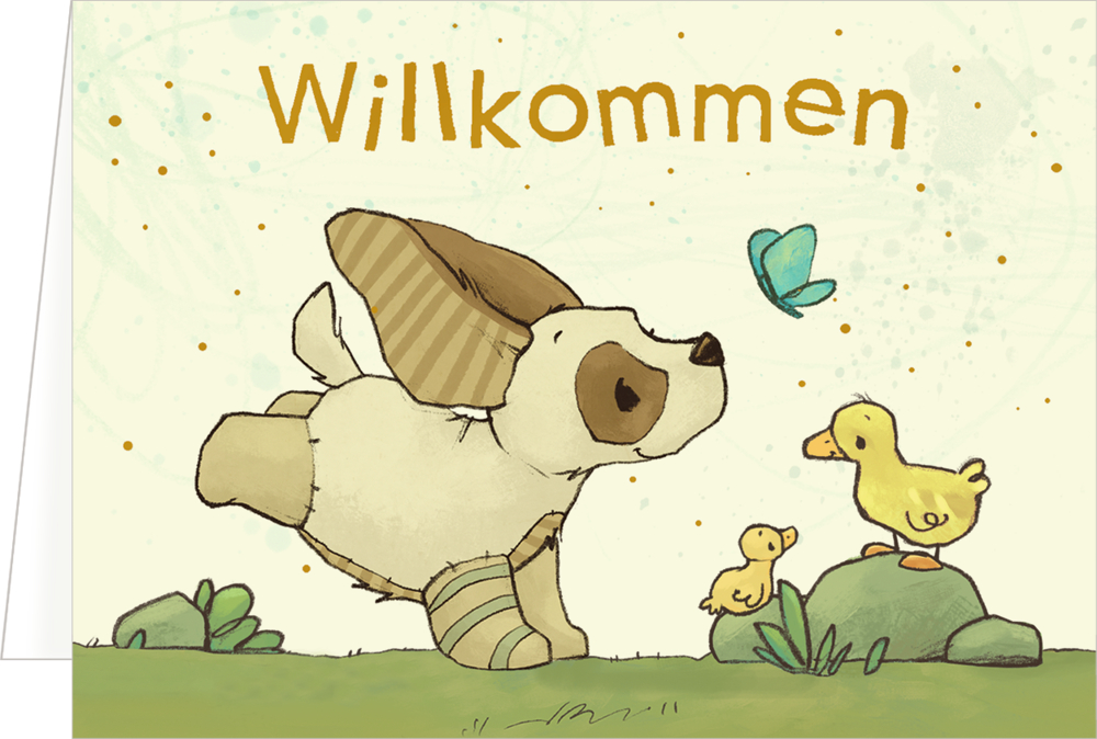 Willkommen (Hund), Mini-Grußkarte: Willkommen (J. Tourlonias) Willkommen (Hund), Mini-Grußkarte: Willkommen (J. Tourlonias)