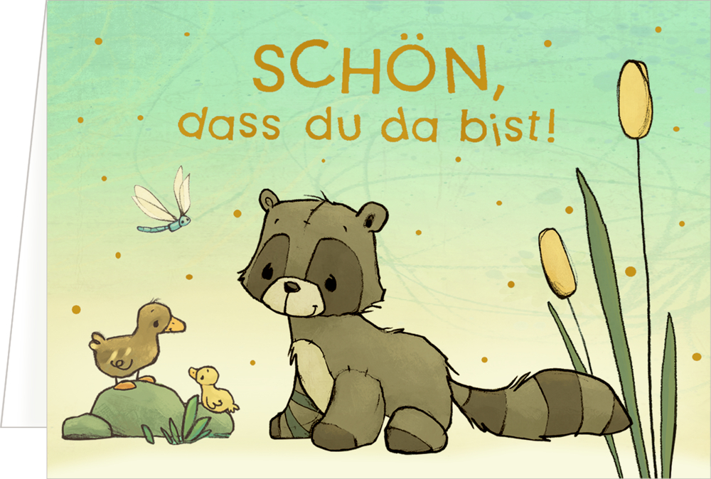 Waschbär, Mini-Grußkarte: Willkommen (J. Tourlonias)