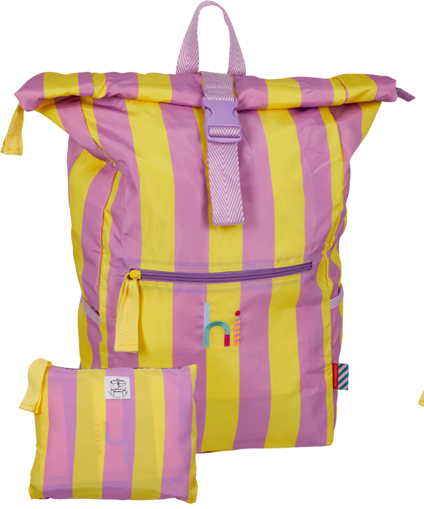 gelb/flieder, Damen-Rucksack mit Falttäschchen Taschenzauber