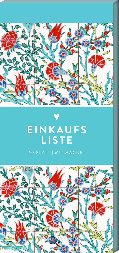 Einkaufsliste, Blütenornamente Türkis (Küchenpapeterie)