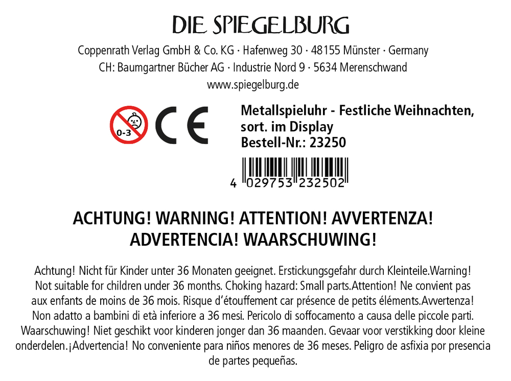 Metallspieluhr - Festliche Weihnachten