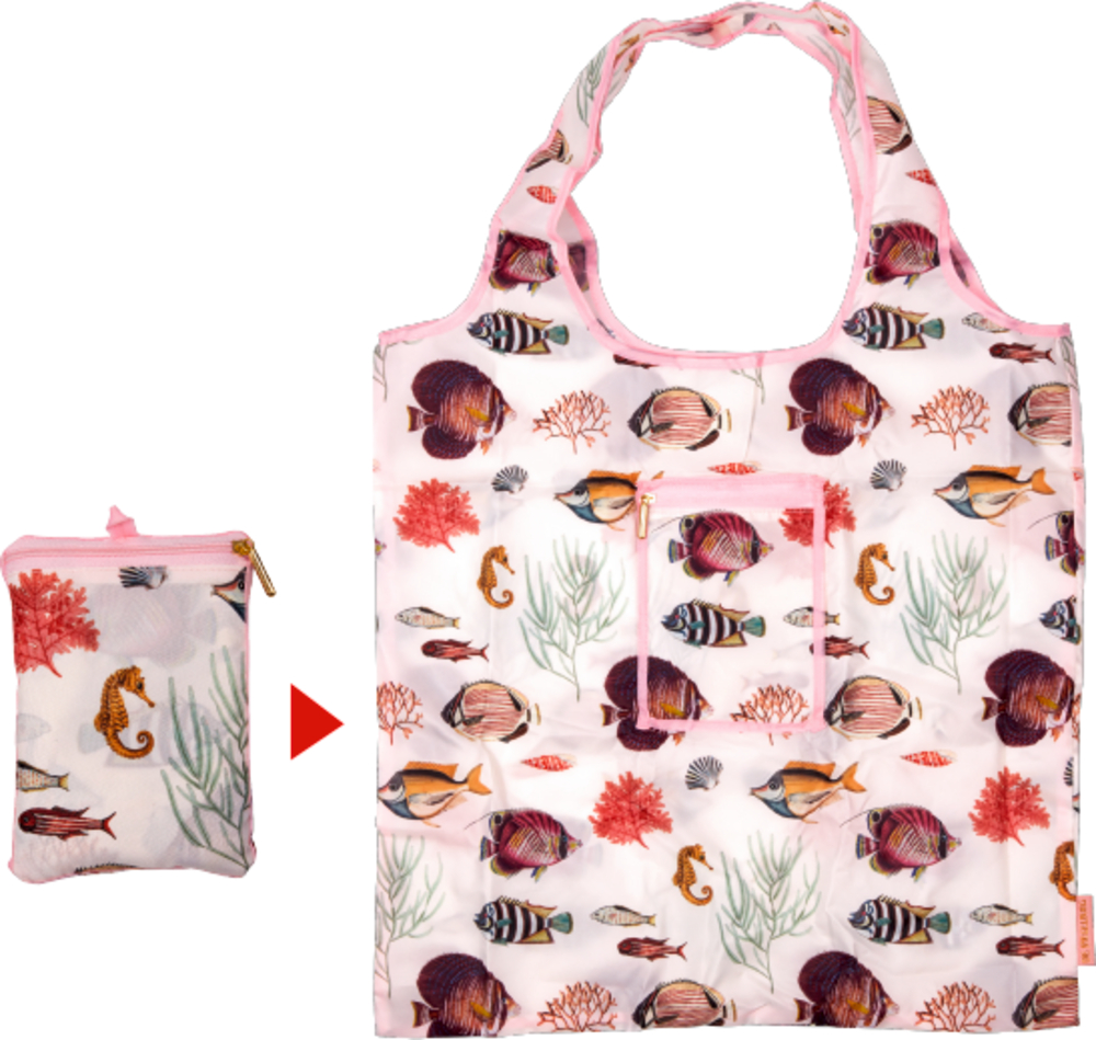 Faltshopper Fische "I love my Ocean", hell (nachhaltig aus Recycling-Material) Faltshopper Fische "I love my Ocean", hell (nachhaltig aus Recycling-Material)