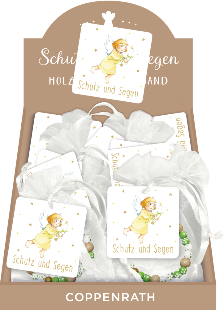 Holzperlenarmband "Schutz und Segen" mit Schutzengelchen