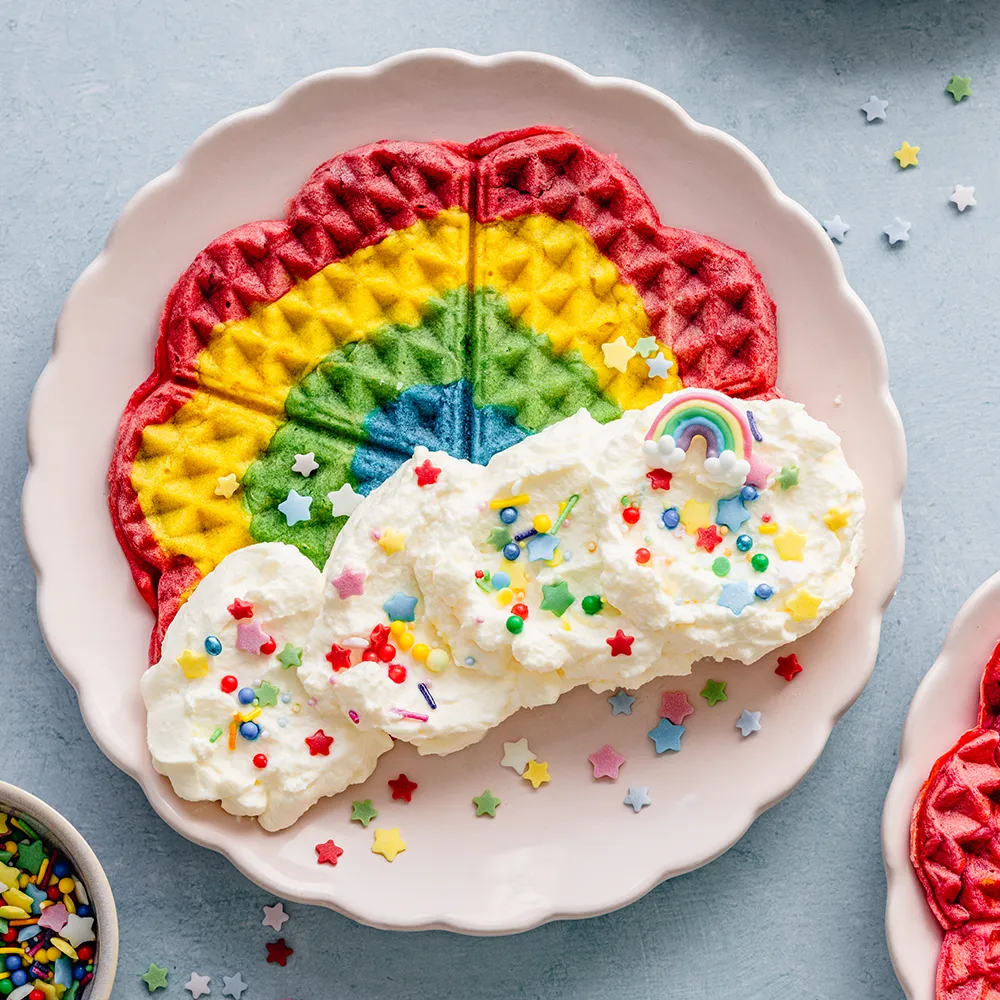 Regenbogen-Dinkelwaffeln