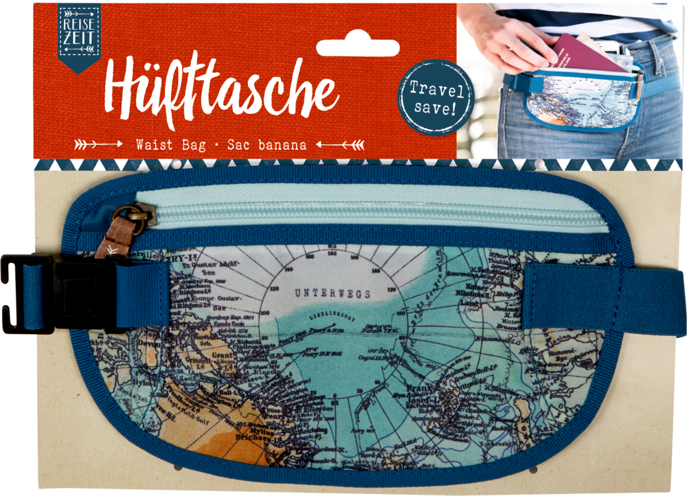 Hip Bag / Bauchtasche / Hüfttasche Reisezeit (aus recyceltem Polyester)