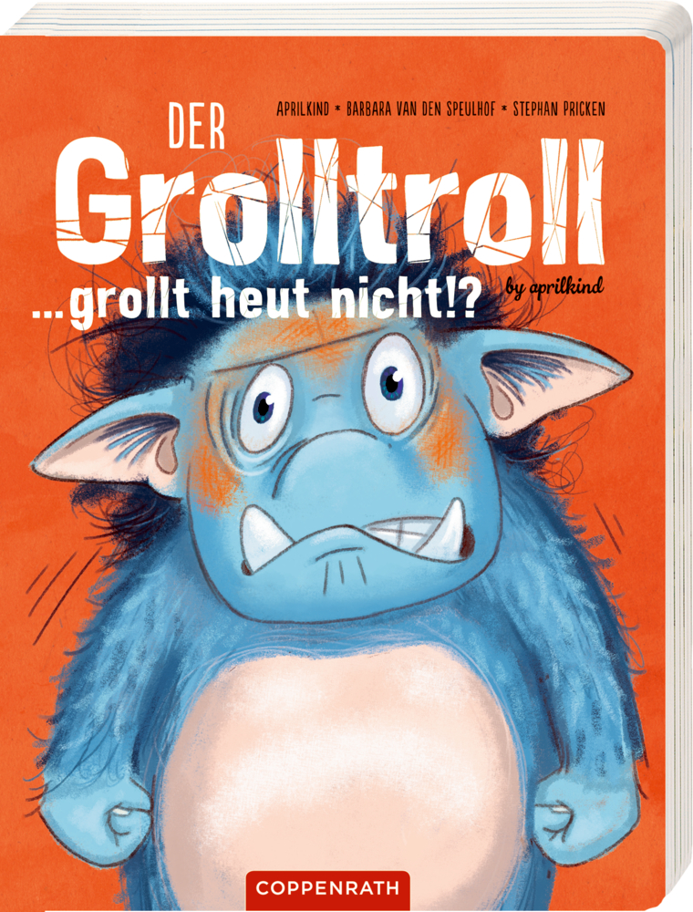 Der Grolltroll ... grollt heut nicht!? (Pappbilderbuch) Cover des Kinderbuchs „Der Grolltroll“: Ein blauer, pelziger Troll mit großen Augen ballt wütend die Fäuste.