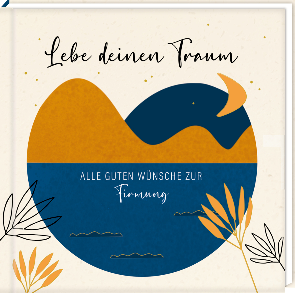 Geldkuvert-Geschenkbuch Abstrakte Illustration auf dem Cver von "Lebe deinen Traum. Alles Gute zur Firmung!".