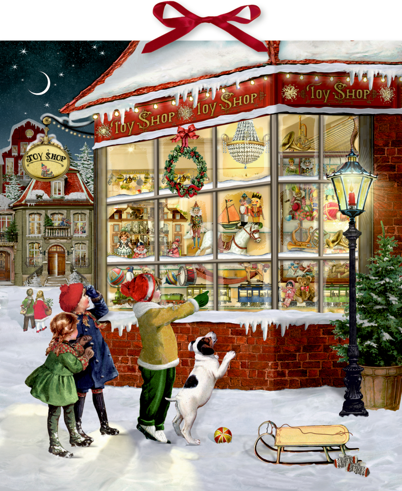 Vor dem Spielzeugladen, Wand-Adventskalender (Behr)