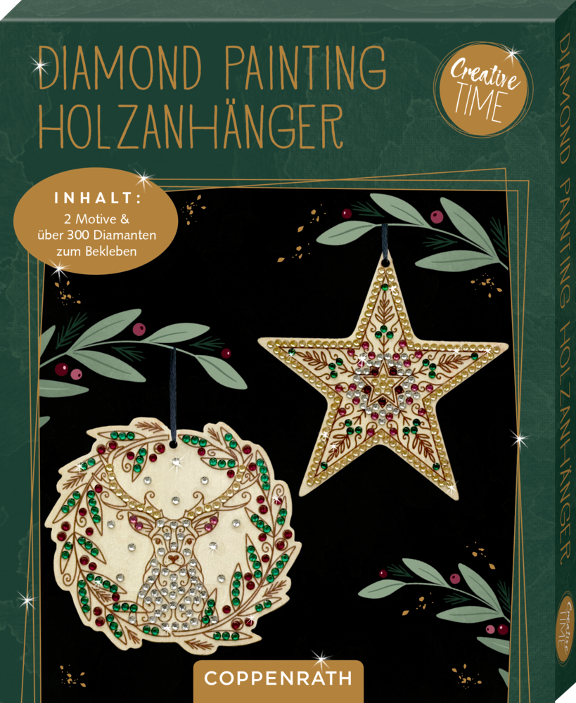 Thekenaufsteller: Diamond Painting Holzhänger-Ornament-Sets mit festlichen Feiertagsmotiven.