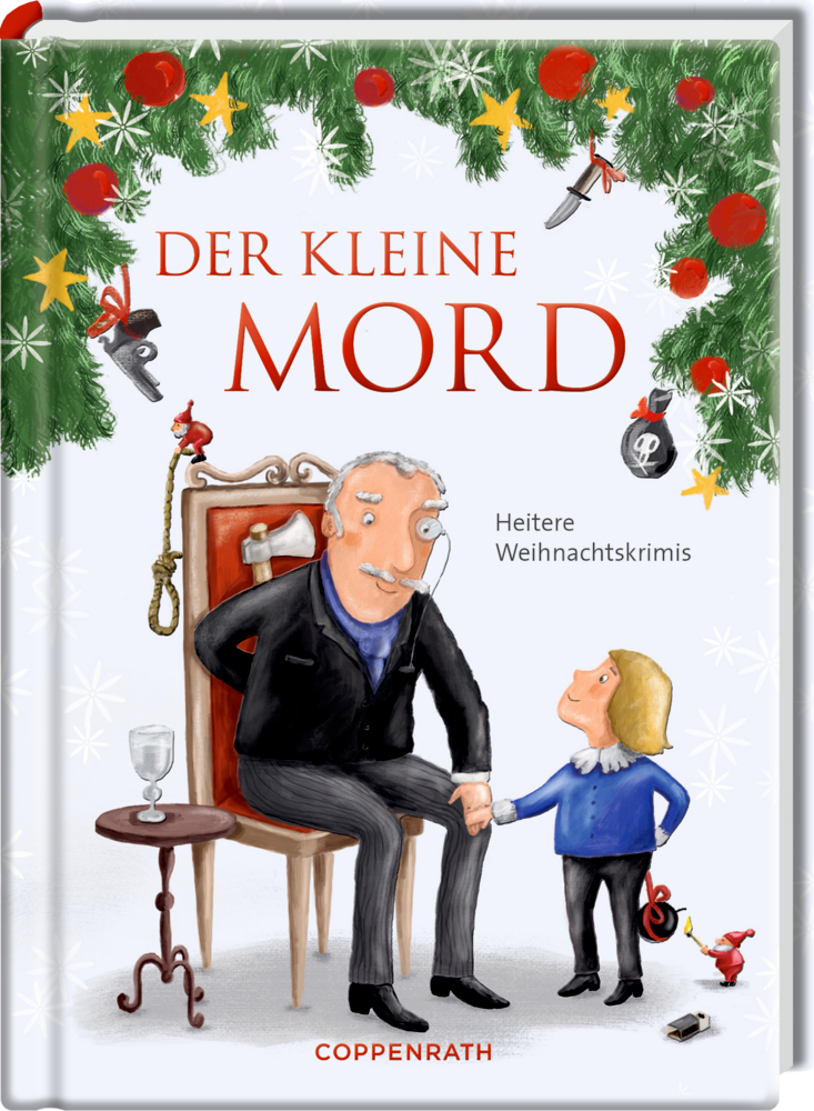 Buchcover: Mann und Kind unter Weihnachtsschmuck, Titel „Der kleine Mord“ in roter Schrift.