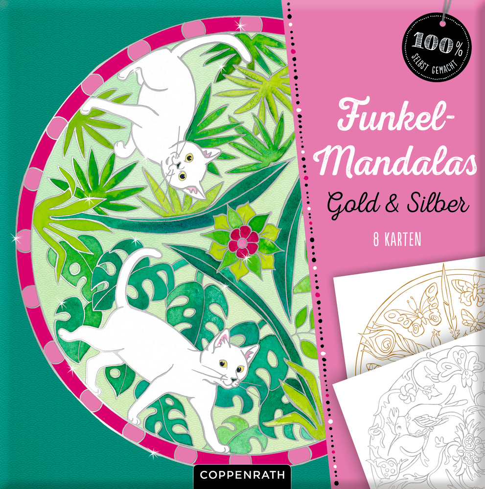 Funkel-Mandalas Gold & Silber - 8 Karten (100% selbst gemacht)