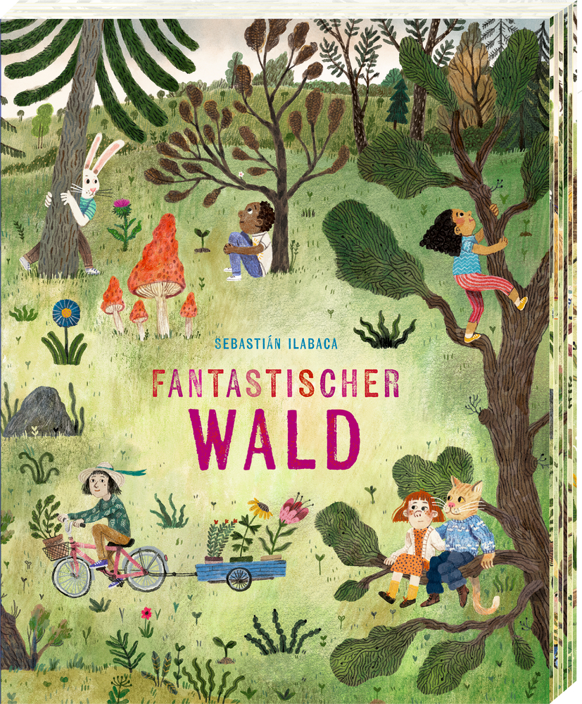 Fantastischer Wald Unter dem Titel „Fantastischer Wald“ spielen Kinder und Tiere gemeinsam in einem lebendigen, märchenhaften Wald.