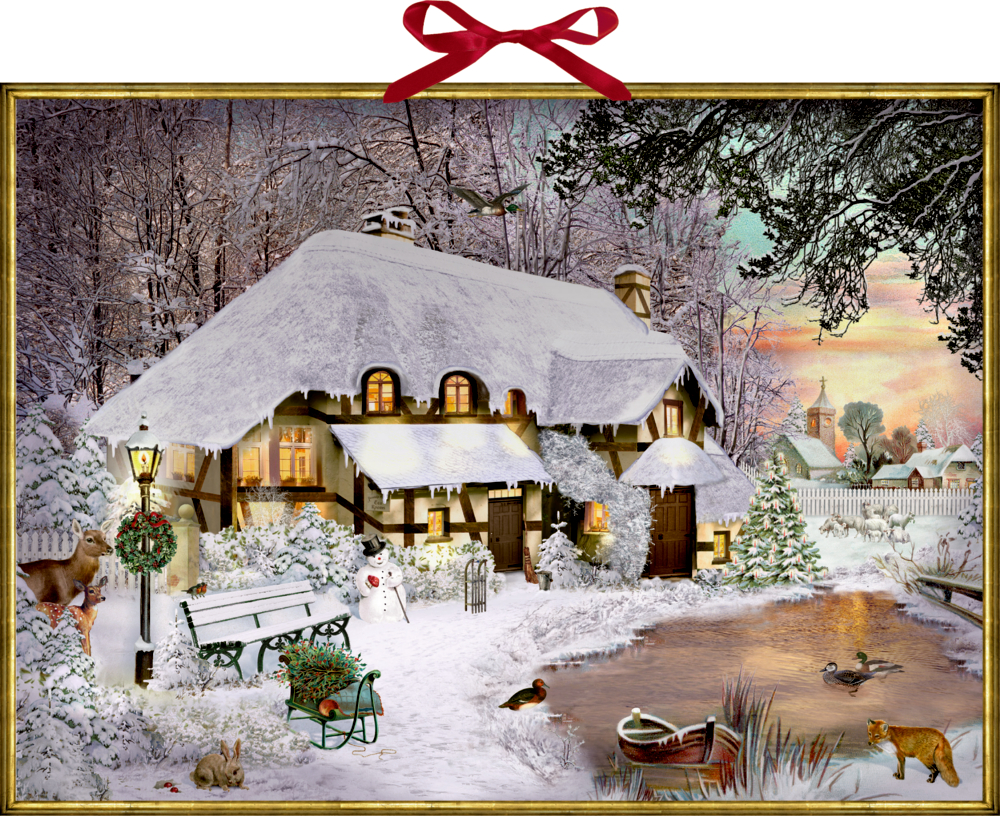 Winterliches Cottage, Wand-Adventskalender (B.Behr)