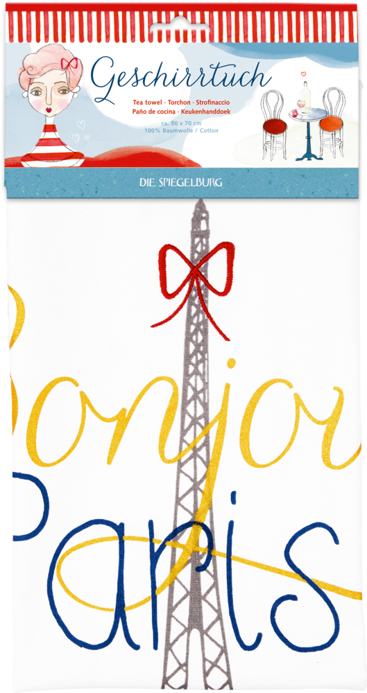 Geschirrtuch Bonjour Paris aus Baumwolle