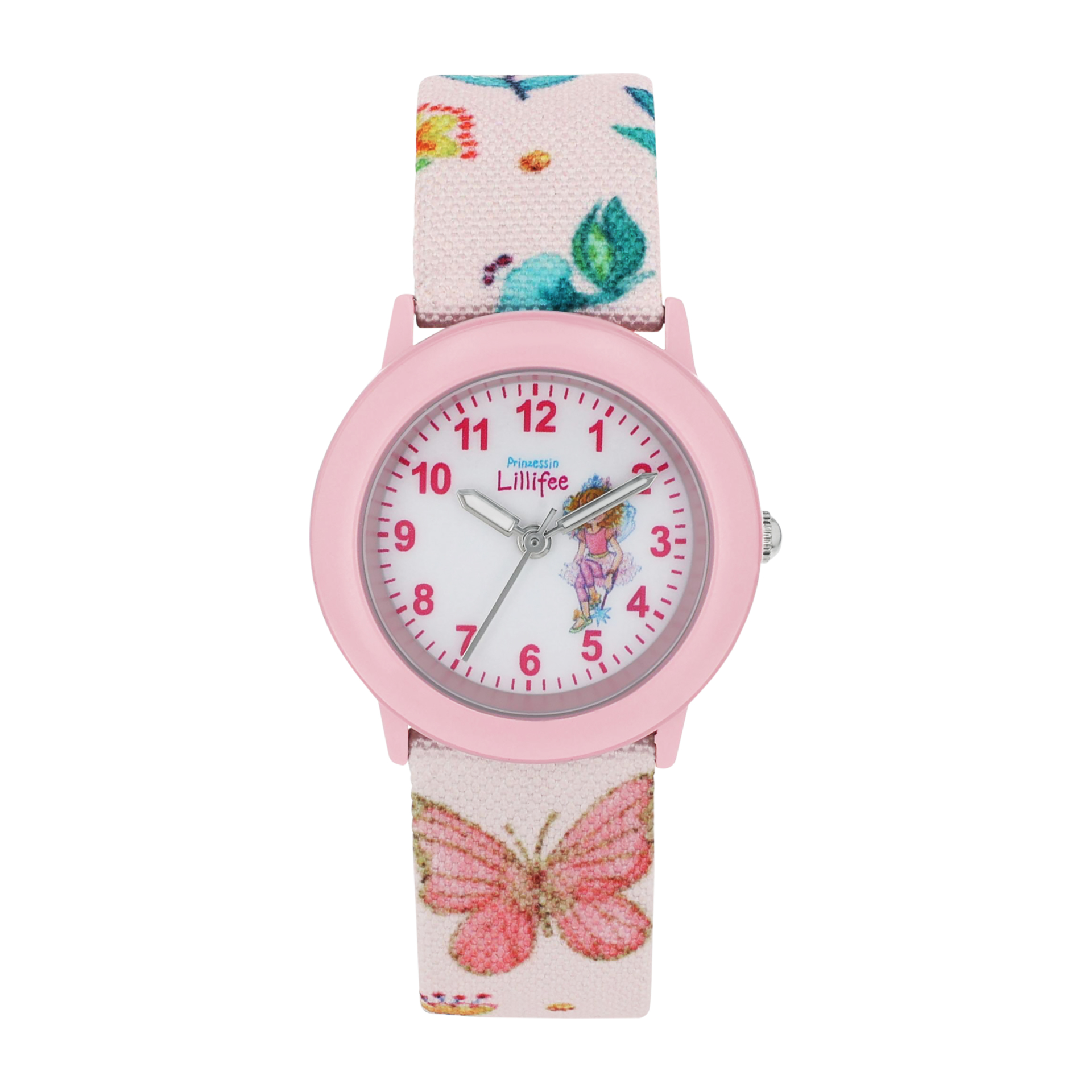 rosa, Armbanduhr Schmetterling + Blüten Prinzessin Lillifee (Lizenzmarke Amor) rosa, Armbanduhr Schmetterling + Blüten Prinzessin Lillifee (Lizenzmarke Amor)