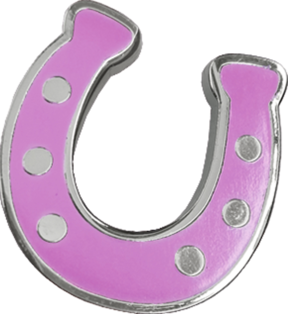 Zwei Ponys mit bunten Dekorationen, Text HURRA, DU BIST EIN SCHULKIND! auf rosa Hintergrund.