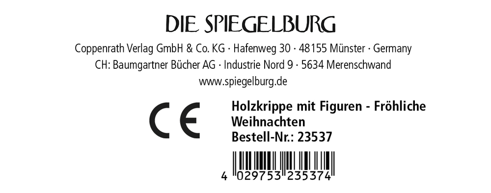 Holzkrippe mit Figuren - Fröhliche Weihnachten