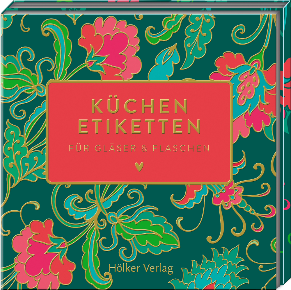 Küchenetiketten - Persiana Everyday (Küchenpapeterie) Floraler Buchumschlag in rot-grün: Küchen Etiketten für Gläser & Flaschen, Hölker Verlag – Etiketten für Gläser & Flaschen.