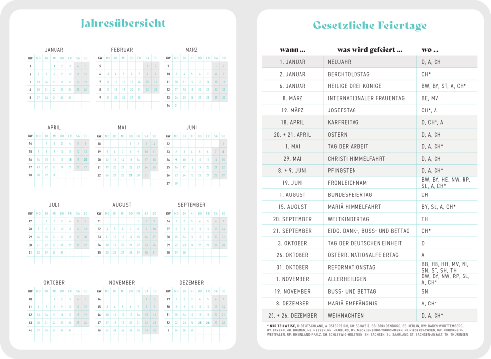 Großer Wochenkalender: 3 Minuten Tagebuch 2025 - Blätter blau (All about blue)