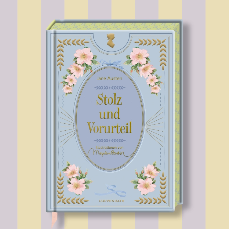 Cover eines kunstvollen Buches mit dem Titel Stolz und Vorurteil
