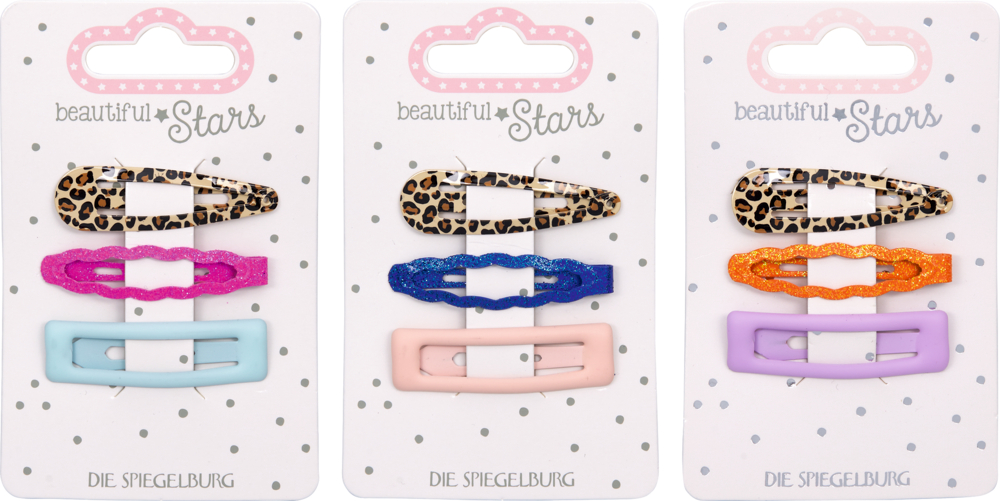 Haarclips Leo, Glitter & Matt - beautiful Stars