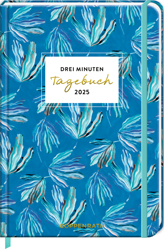 Großer Wochenkalender: 3 Minuten Tagebuch 2025 - Blätter blau (All about blue)
