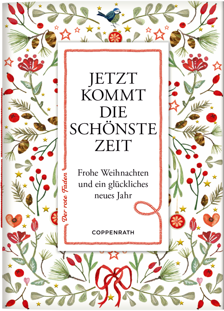 Buchcover mit festlichem Blumenrand und Weihnachts- und Neujahrsgruß.