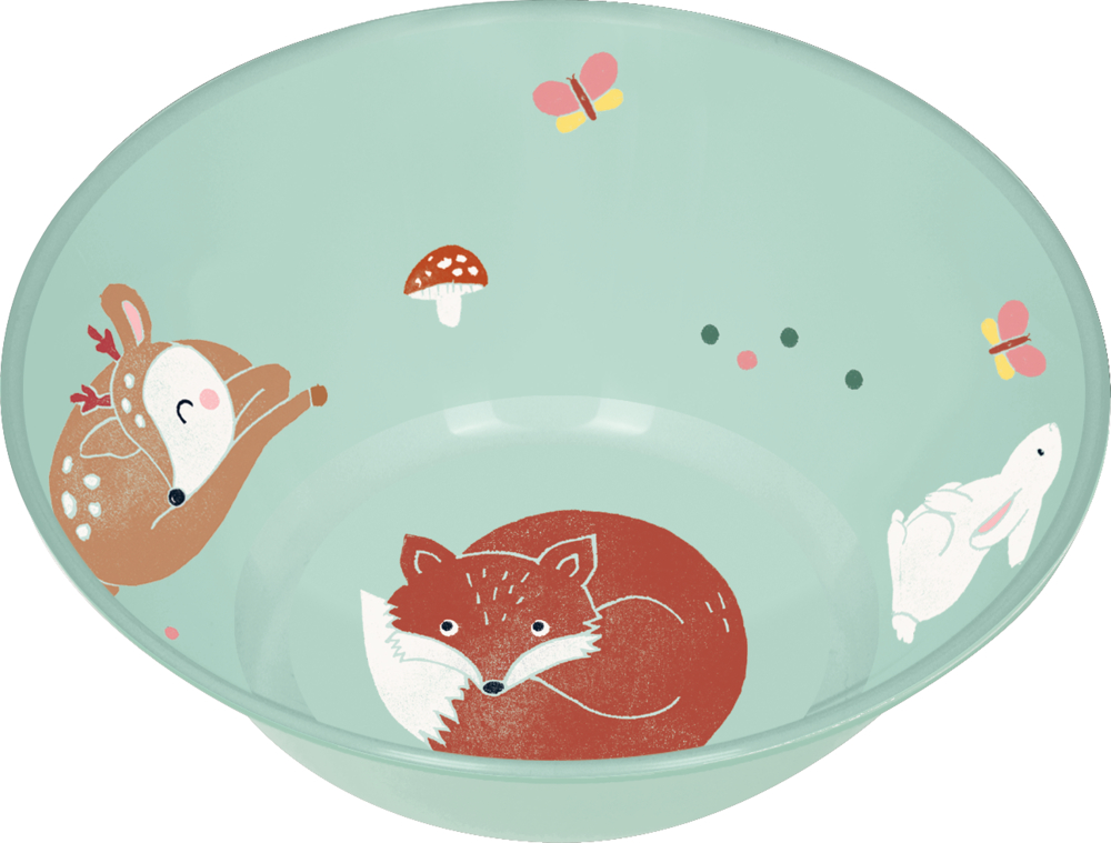 Schale Fuchs & Reh - Little Wonder Hellblaues Schälchen mit niedlichem Fuchs,  Reh und anderen Motiven.