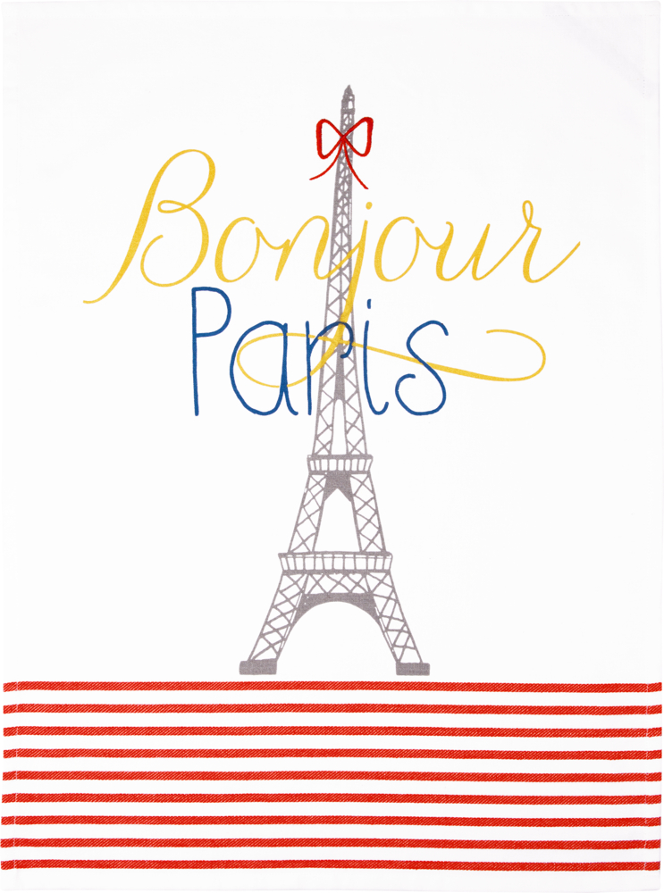 Geschirrtuch Bonjour Paris aus Baumwolle