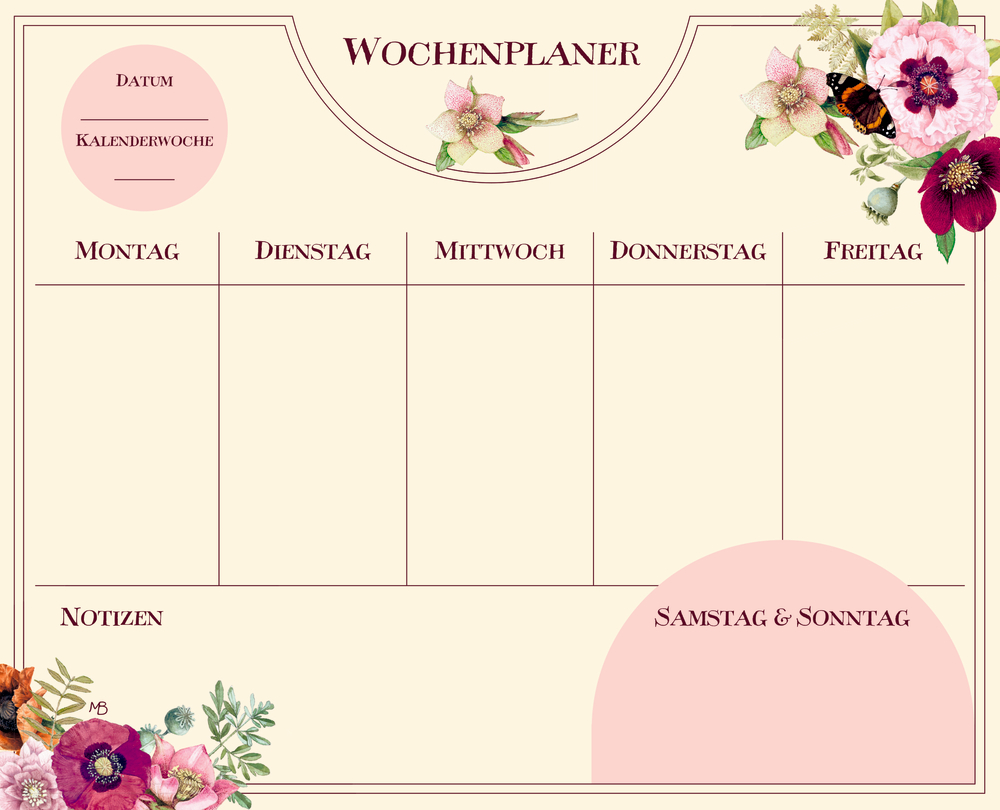 Wochenplaner Blütenzauber - M. Bastin Wochenplaner Blütenzauber - M. Bastin
