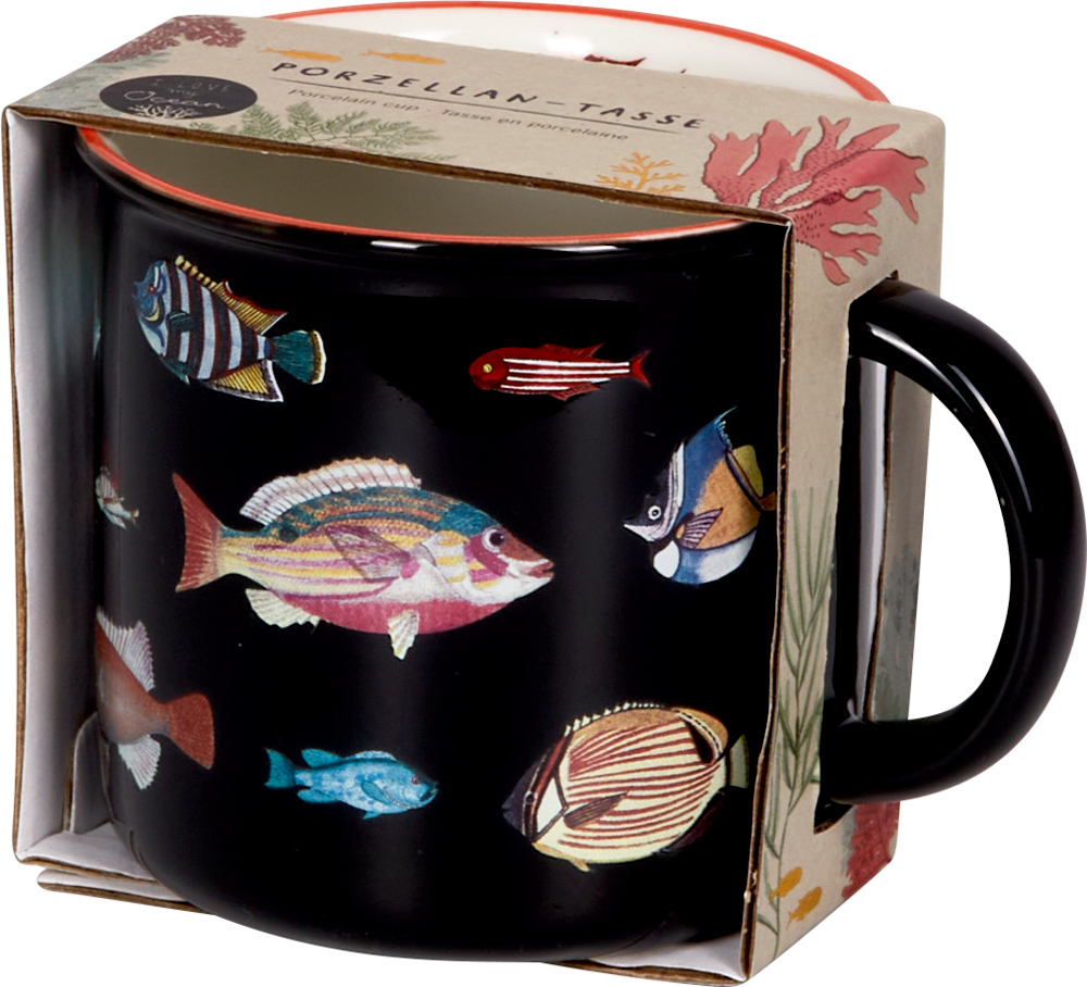 Porzellan-Tasse Fische "I love my Ocean"