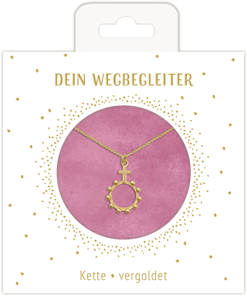 Halskette mit Rosenkranzanhänger (vergoldet)