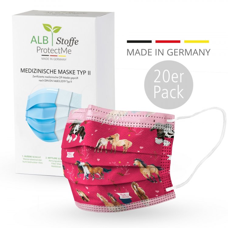 Medizinische Op Maske Pink Pferdefreunde 20 St Marke Stoffe Hemmers