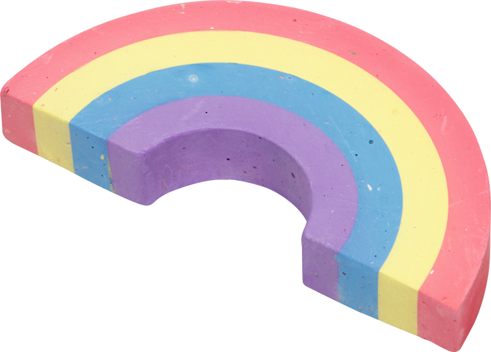 Große Malkreide in Regenbogenform und mit verschiedenen Farbstreifen.