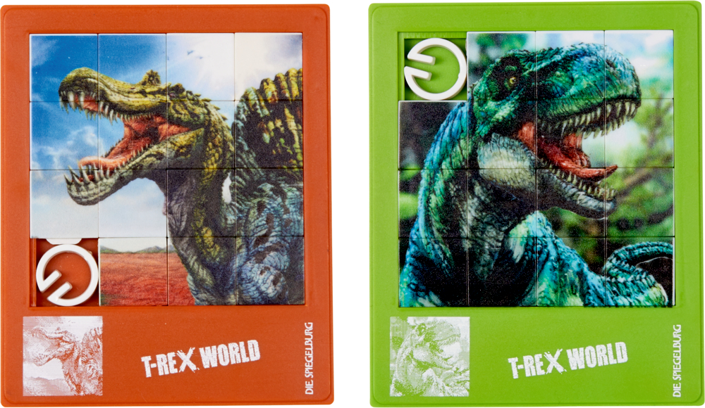 Schiebepuzzle T-Rex World, sort.