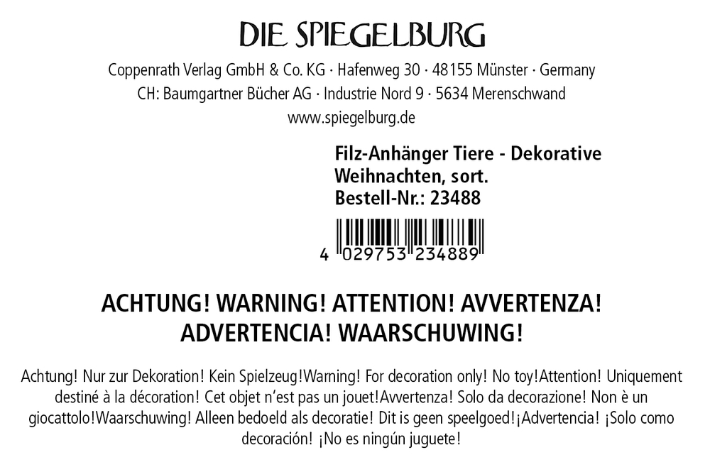 Filz-Anhänger Tier - Dekorative Weihnachten