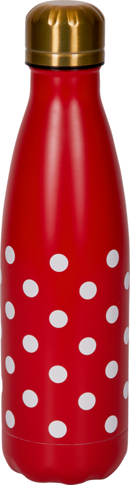 Isolierflasche "Fröhliche Tupfen" aus Edelstahl, rot mit weißen Punkten (ca. 0,5 l)