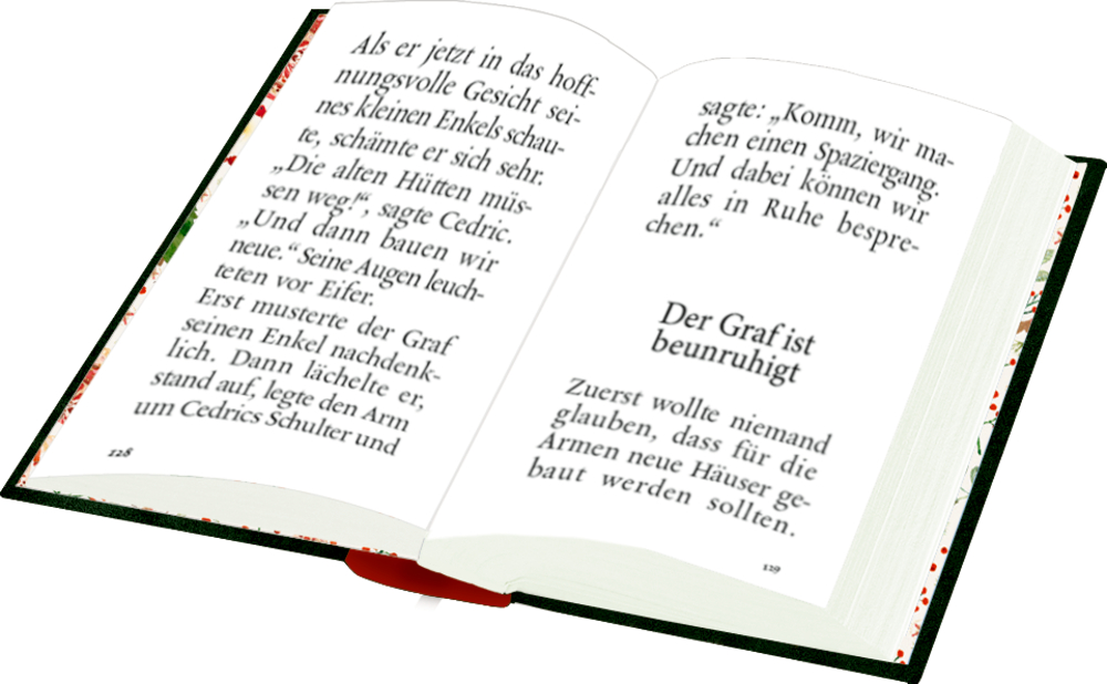 Aufgeschlagenes Buch mit TExt.