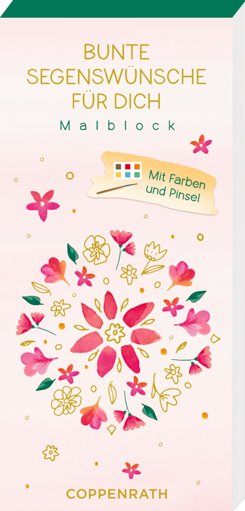 Mini-Malblock mit Farben und Pinsel: Bunte Segenswünsche für dich