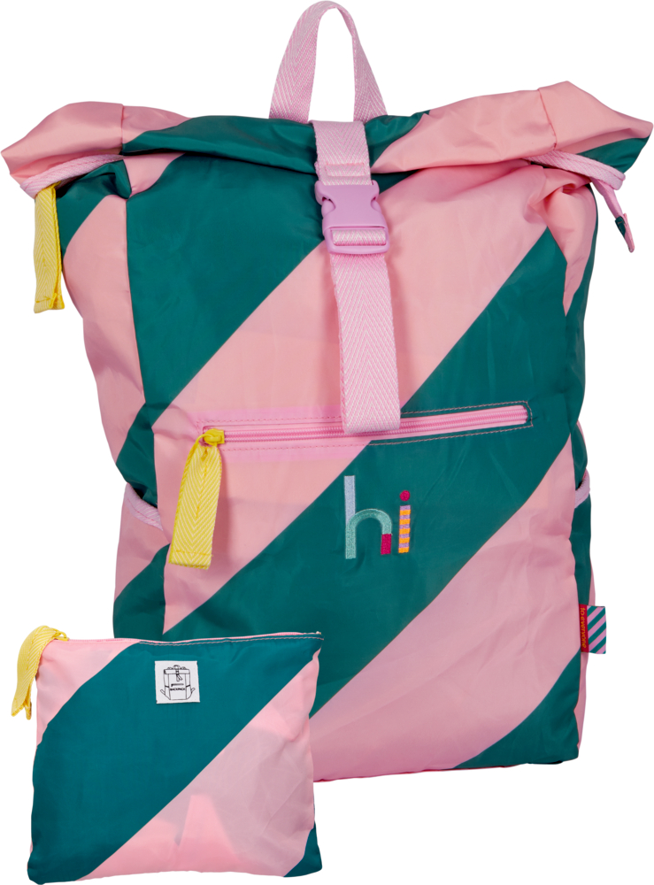 rosa/grün, Damen-Rucksack mit Falttäschchen Taschenzauber
